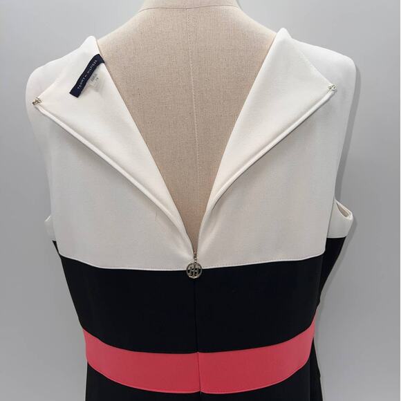 Tommy Hilfiger White/Black/Pink Striped Sleeveless Shift Dress NWT- 16 - Picture 4 of 12